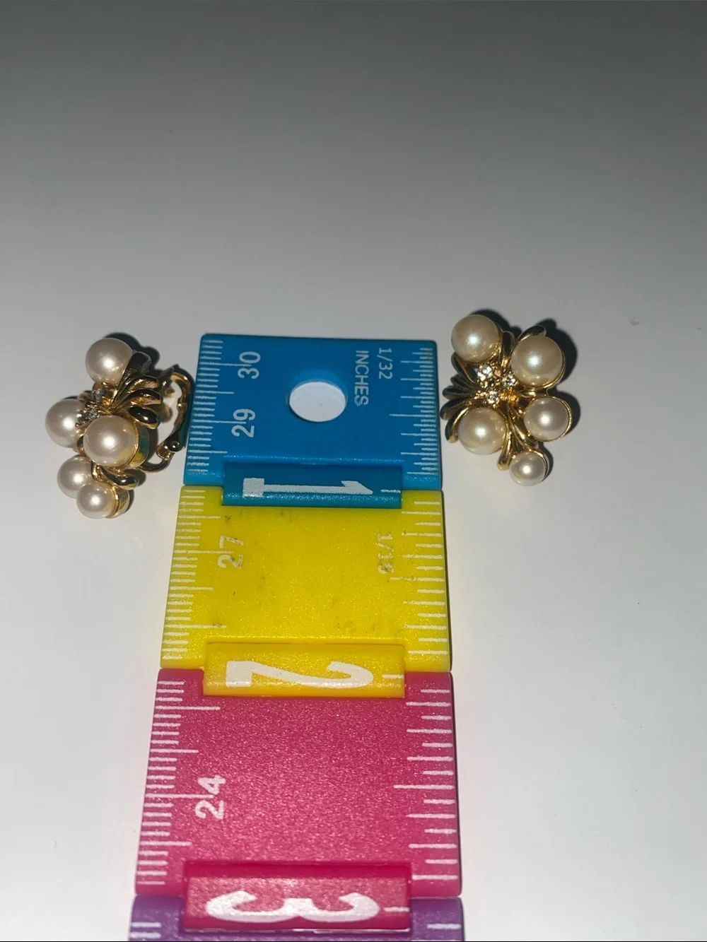 Gold Pearl Cluster Stud Clip On Earrings